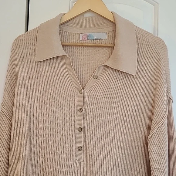 Free People Beach Picnic Sweater Mini Dress Oversized Size S Color: Natural - Picture 3 of 14